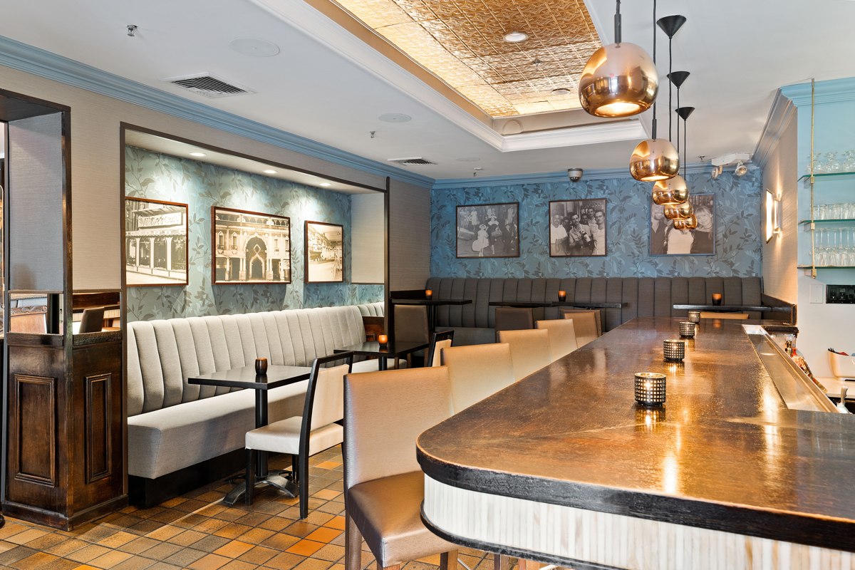 Bar and banquette seating in Cuba Lounge